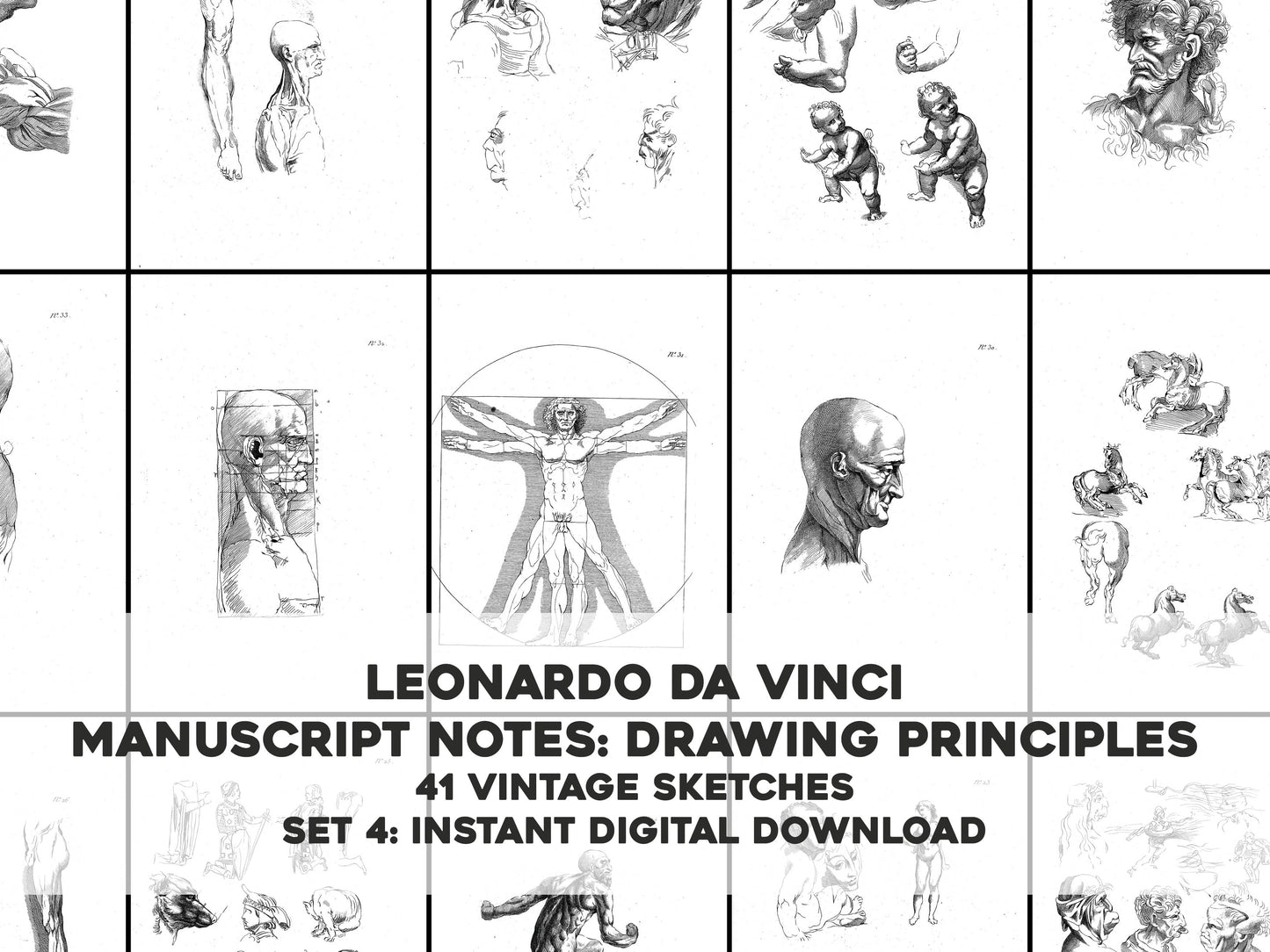 Leonardo Da Vinci Manuscript Pages Set 4 [41 Images]