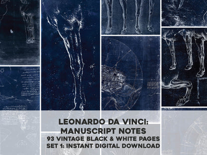 Leonardo Da Vinci Manuscript Pages Negatives Set 1 [93 Images]