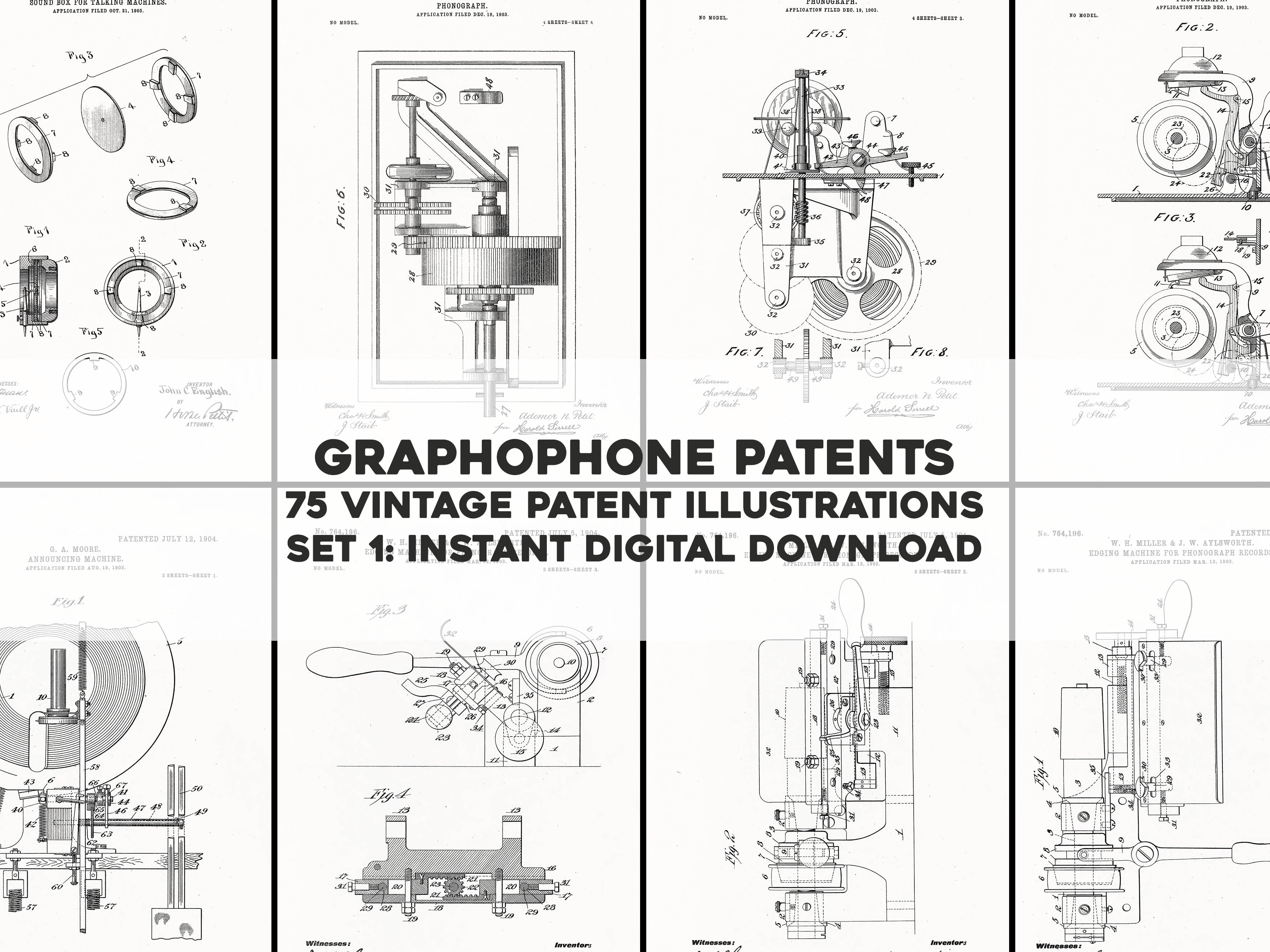 Graphophone Record Player Patents Set 1 | Patent Images - CleanArchives