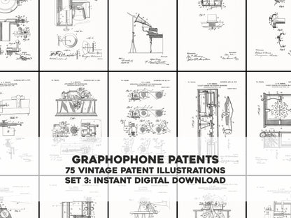 Graphophone Record Player Patents Set 3 [75 Images]
