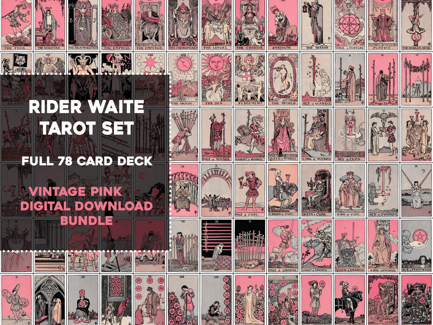 Rider Waite Smith Tarot Card Deck Vintage Pink [78 Images]