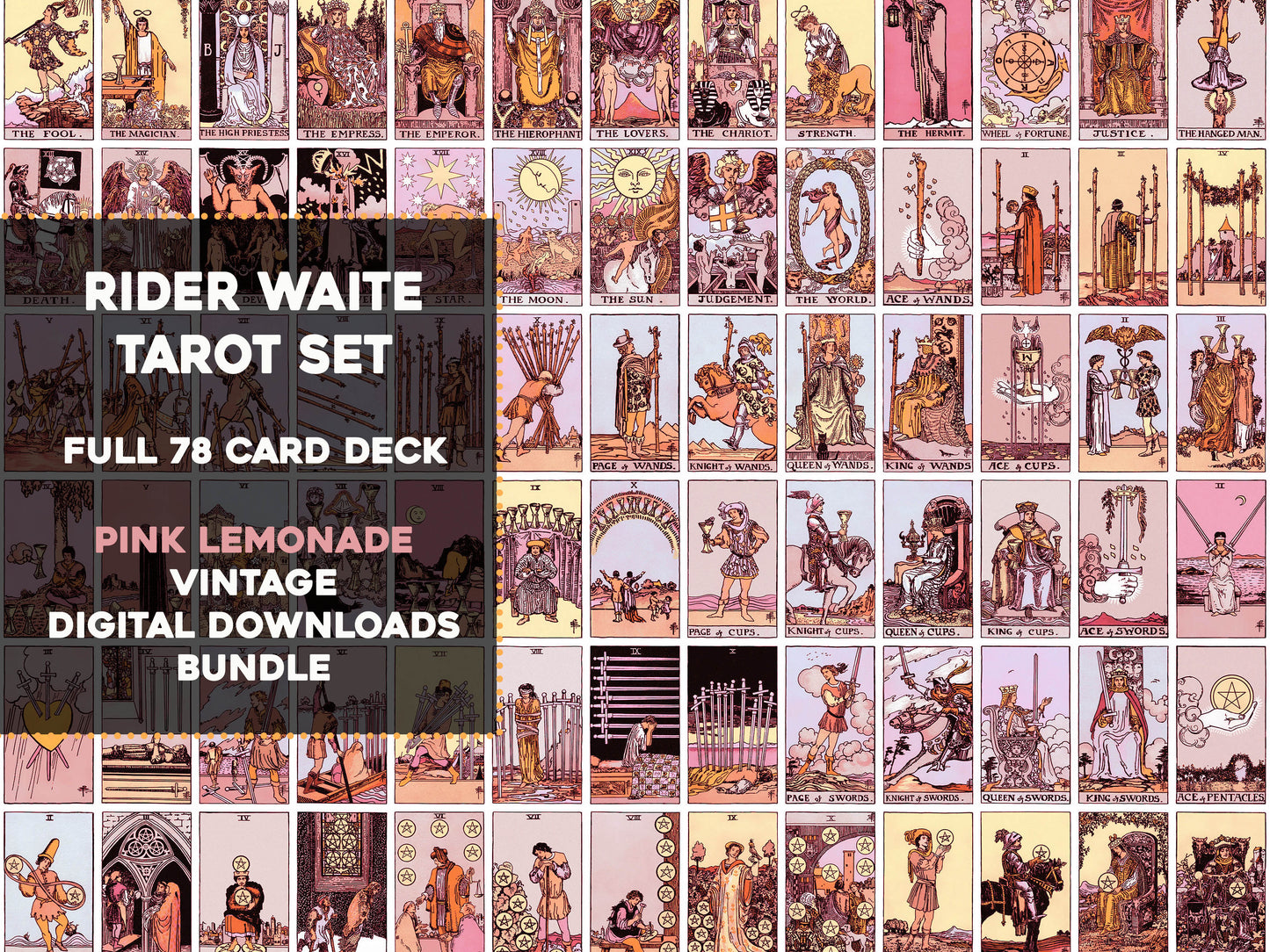Rider Waite Smith Tarot Card Deck Pink Lemonade [78 Images]