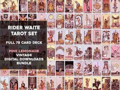 Rider Waite Smith Tarot Card Deck Pink Lemonade [78 Images]