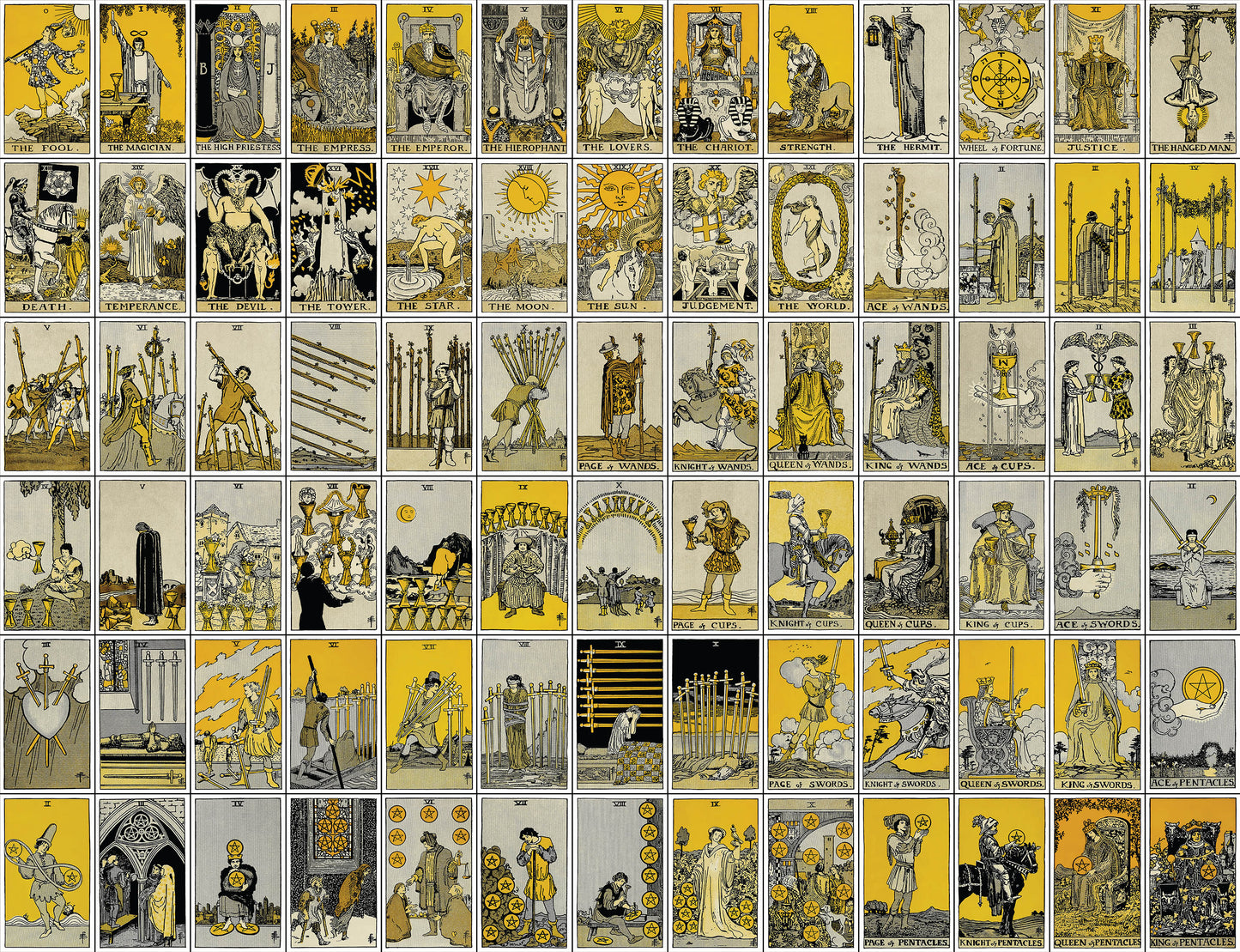 Rider Waite Smith Tarot Card Deck Vintage Yellow [78 Images]