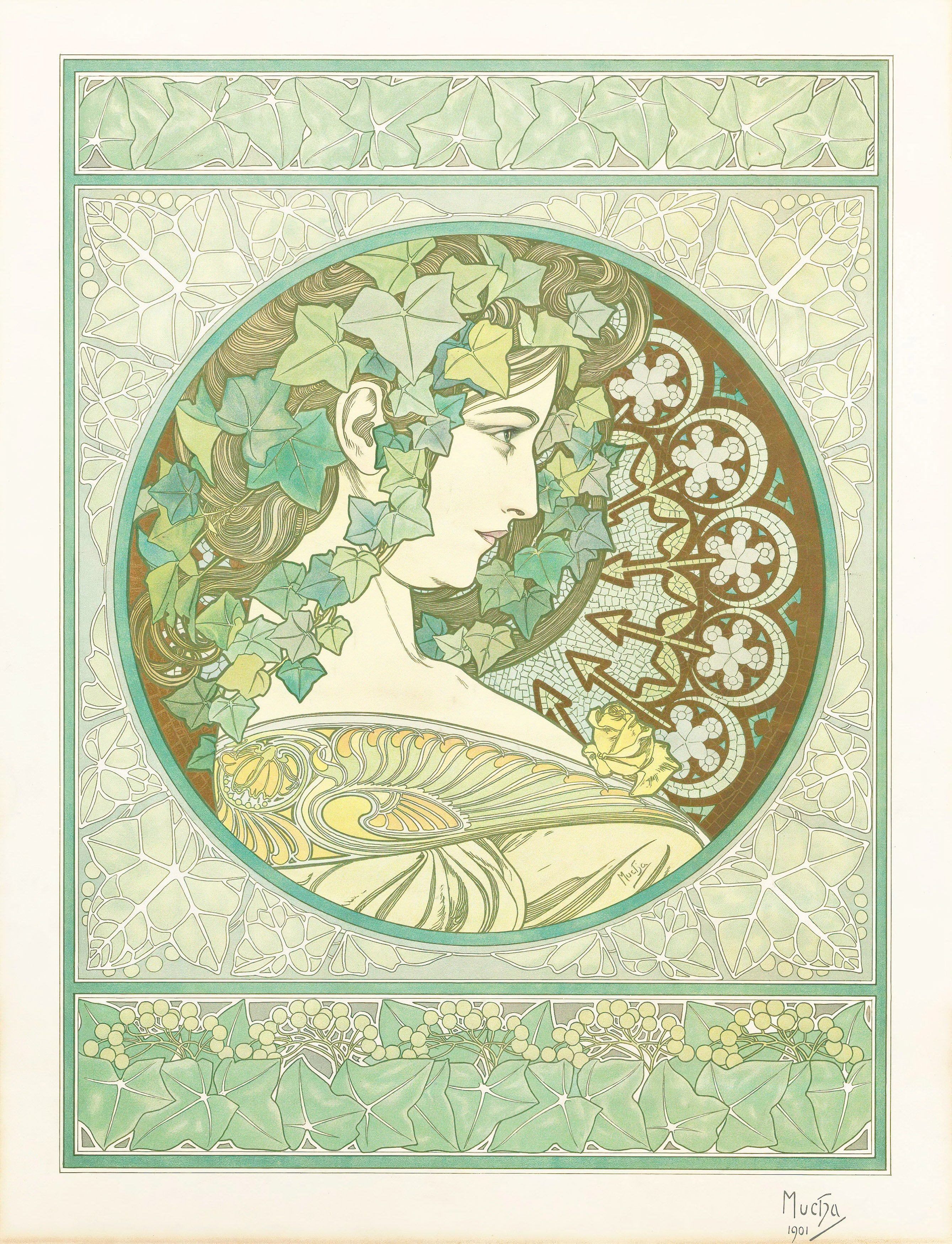 Alphonse Mucha アート作品 2点セット Alphonse Mucha Art Nouveau Lad Art Print by Viktorius Art