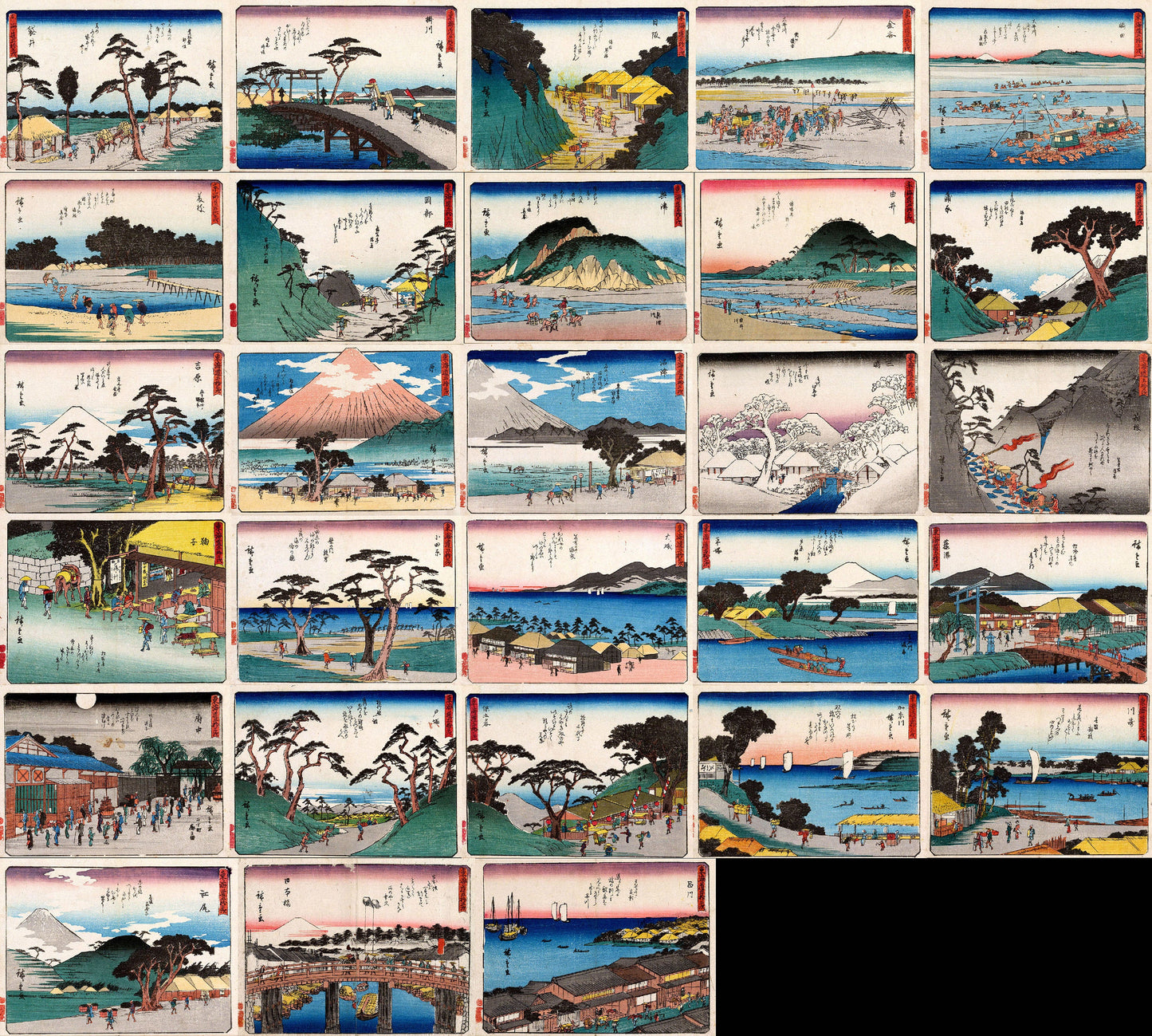 Ando Hiroshige Stations of the Tokaido Set 5 [28 Images]