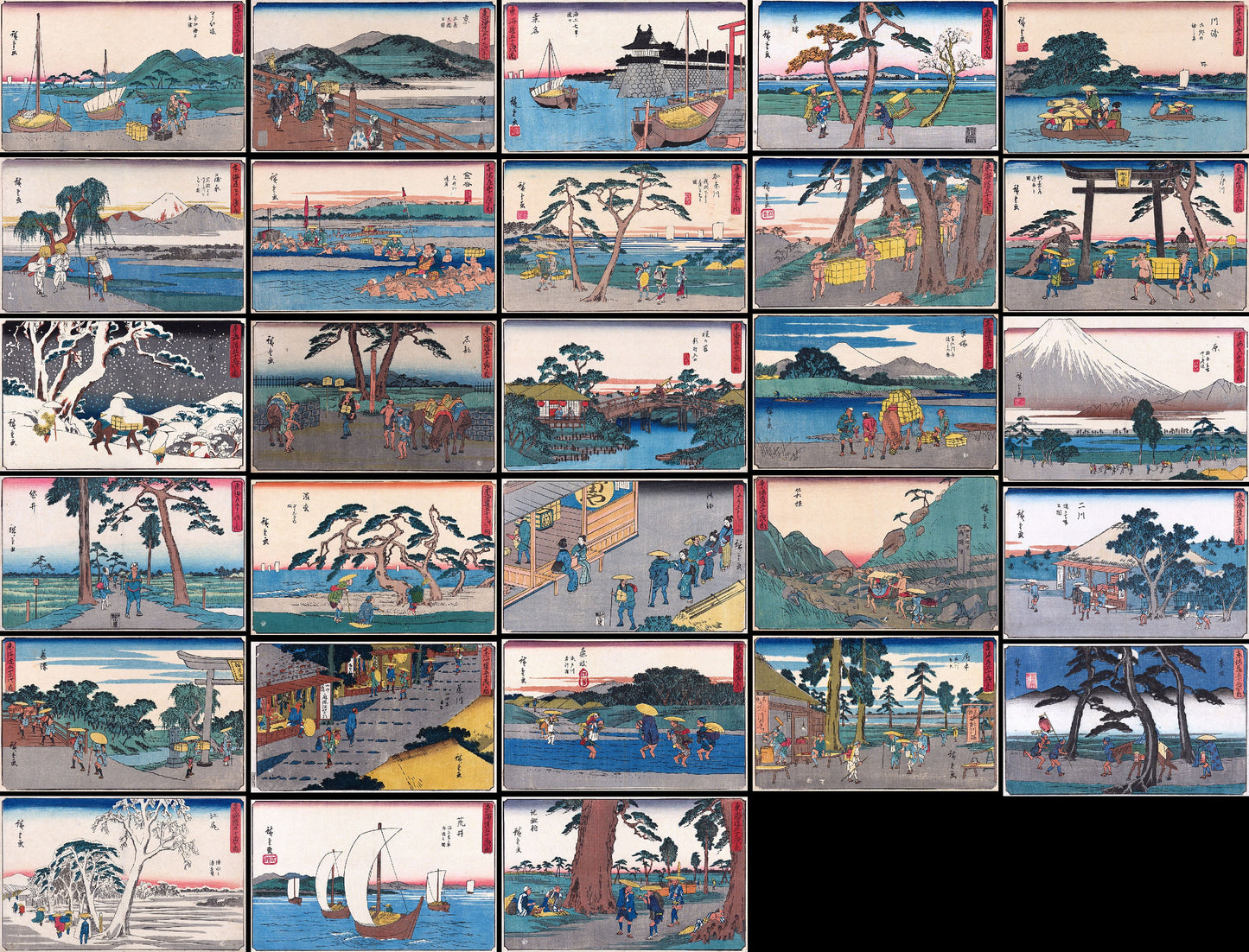 Ando Hiroshige Stations of the Tokaido Set 1 [28 Images]