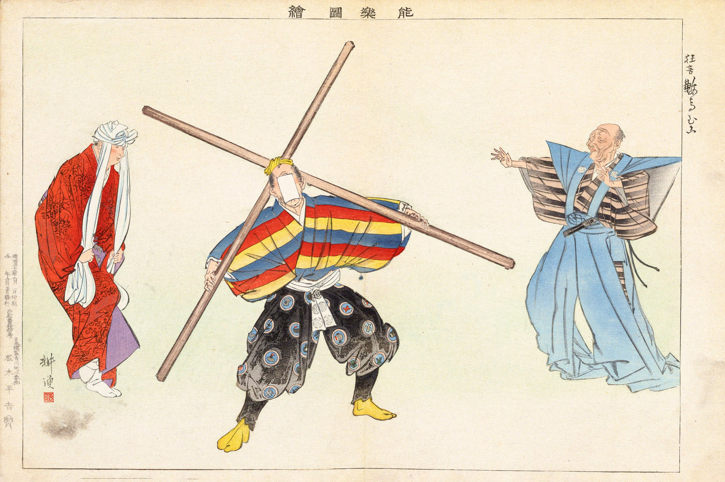 Kogyo Tsukioka Nogaku Zue Japanese Meiji Era Woodblock Prints [21 Images]