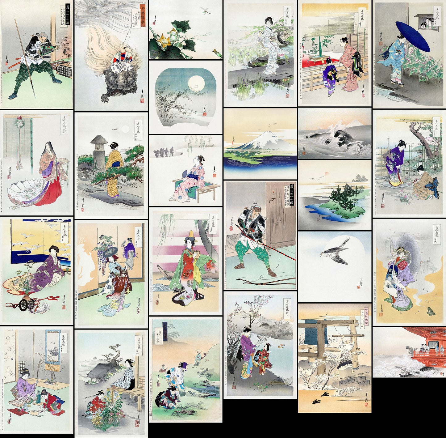 Ogata Gekko Ukiyo-e Assorted Works Set 1 [26 Images]