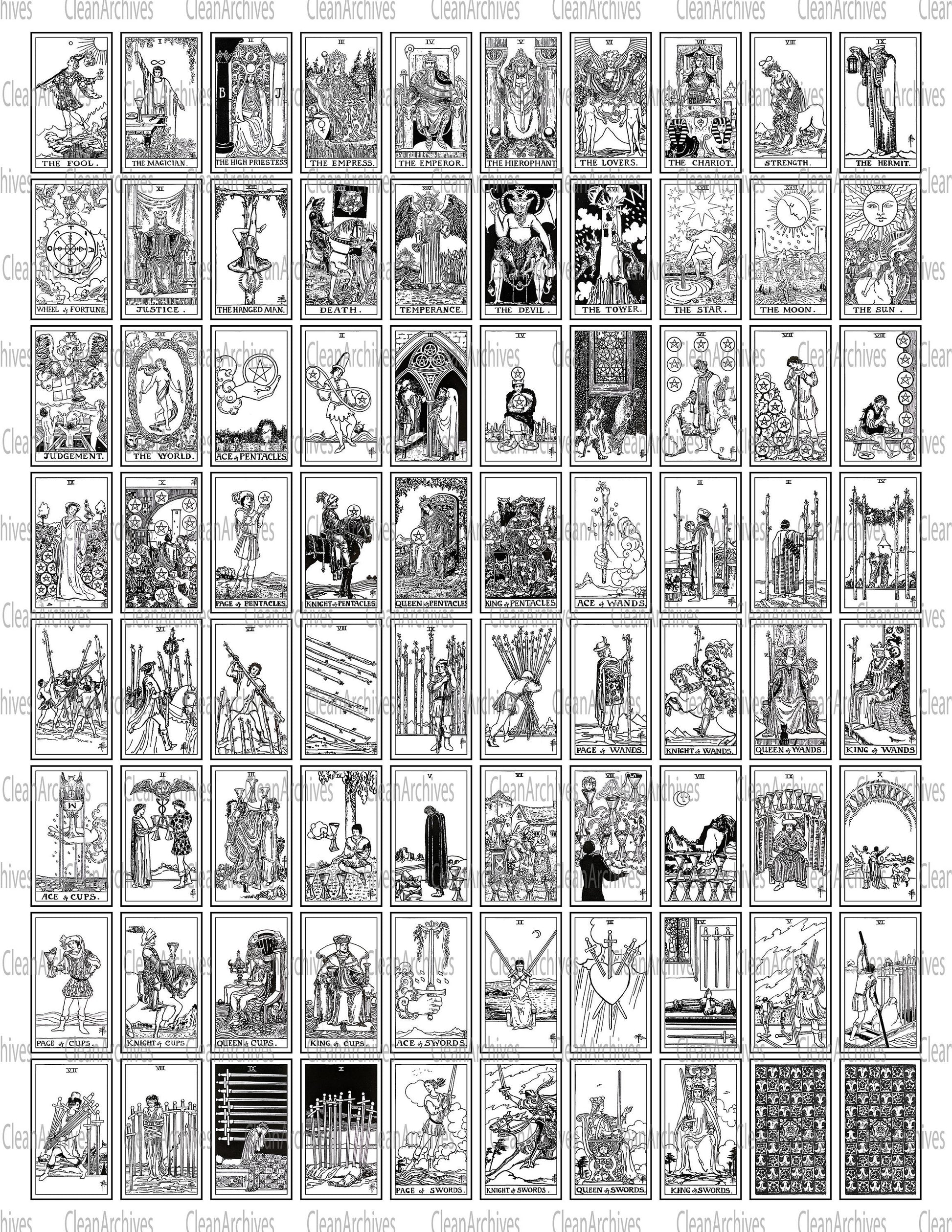 rider-waite-smith-tarot-card-deck-printable-mini-deck-and-back-black-white-tarot-card-images-cleanarchives for Free Tarot Printables Scrapbookingd Free Rider Waite Smith Tarot Card Deck Printable Mini Deck and Back Black & White | Tarot Card Images - CleanArchives for Free Tarot Printables Scrapbookingd Free