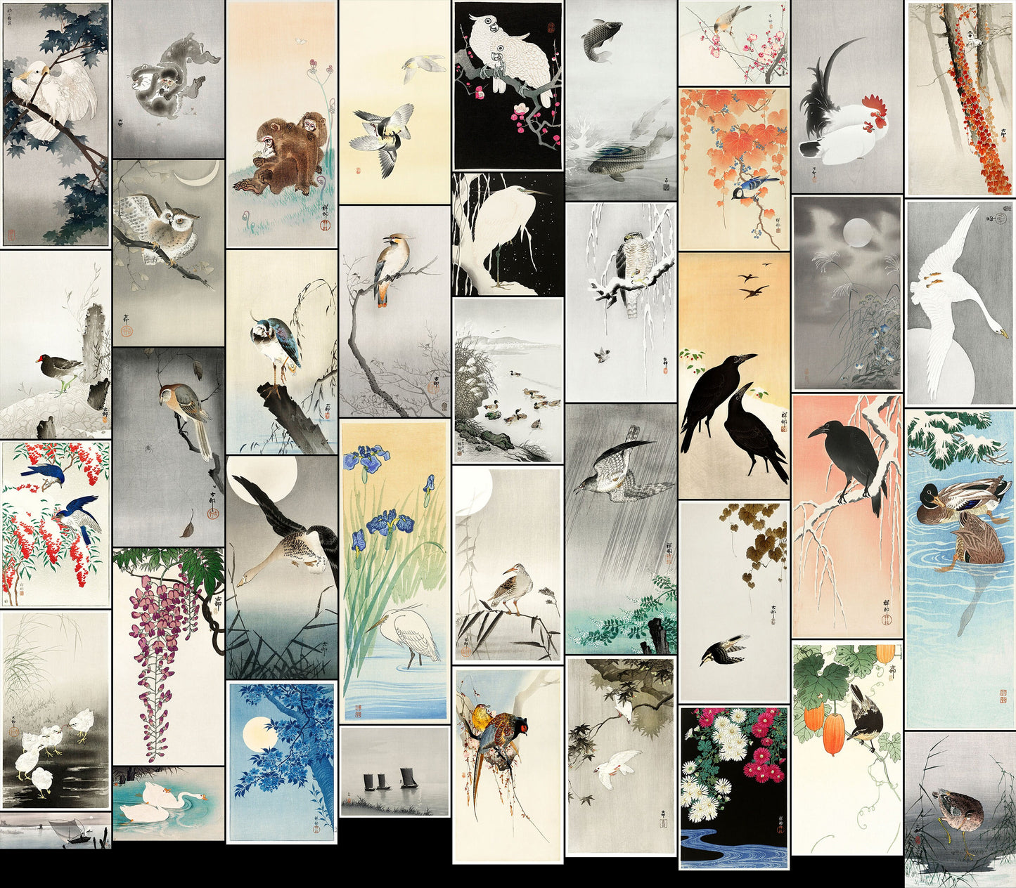 Ohara Koson Shin-Hanga Woodblock Prints Set 7 [40 Images]