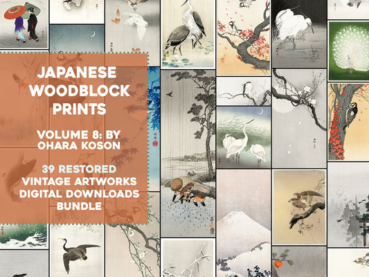 Ohara Koson Shin-Hanga Woodblock Prints Set 8 [39 Images]