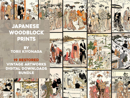 Torii Kiyonaga Courtesans & Beauties Woodblock Prints [19 Images]