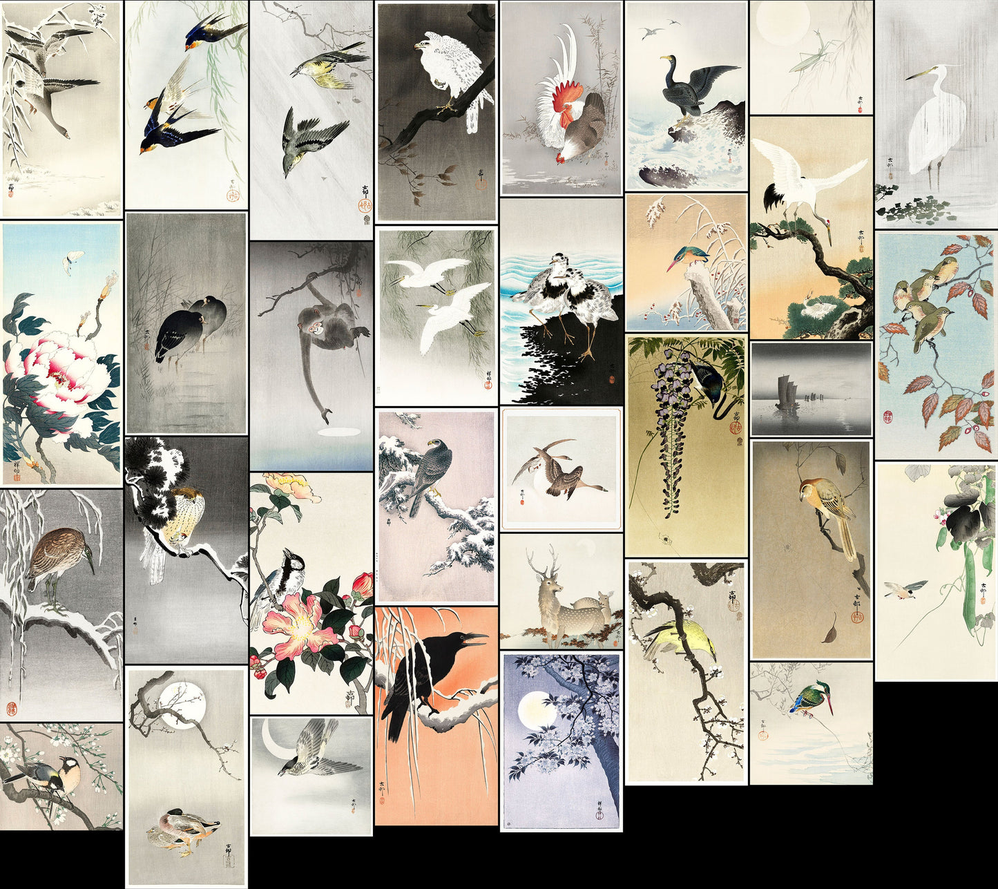 Ohara Koson Shin-Hanga Woodblock Prints Set 5 [33 Images]