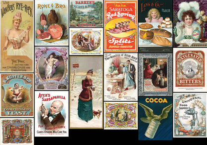 1800s Lithograph Print Advertisements Set 1 Food Drink Tonics [18 Images]