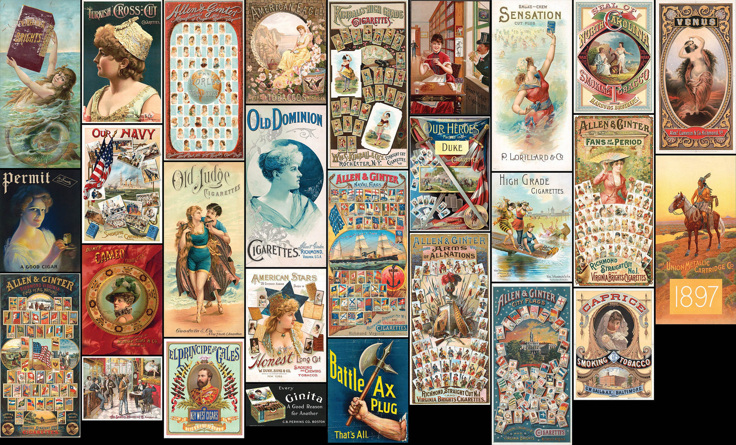 1800s Lithograph Print Advertisements Set 4 Cigarettes Cigars [28 Images]