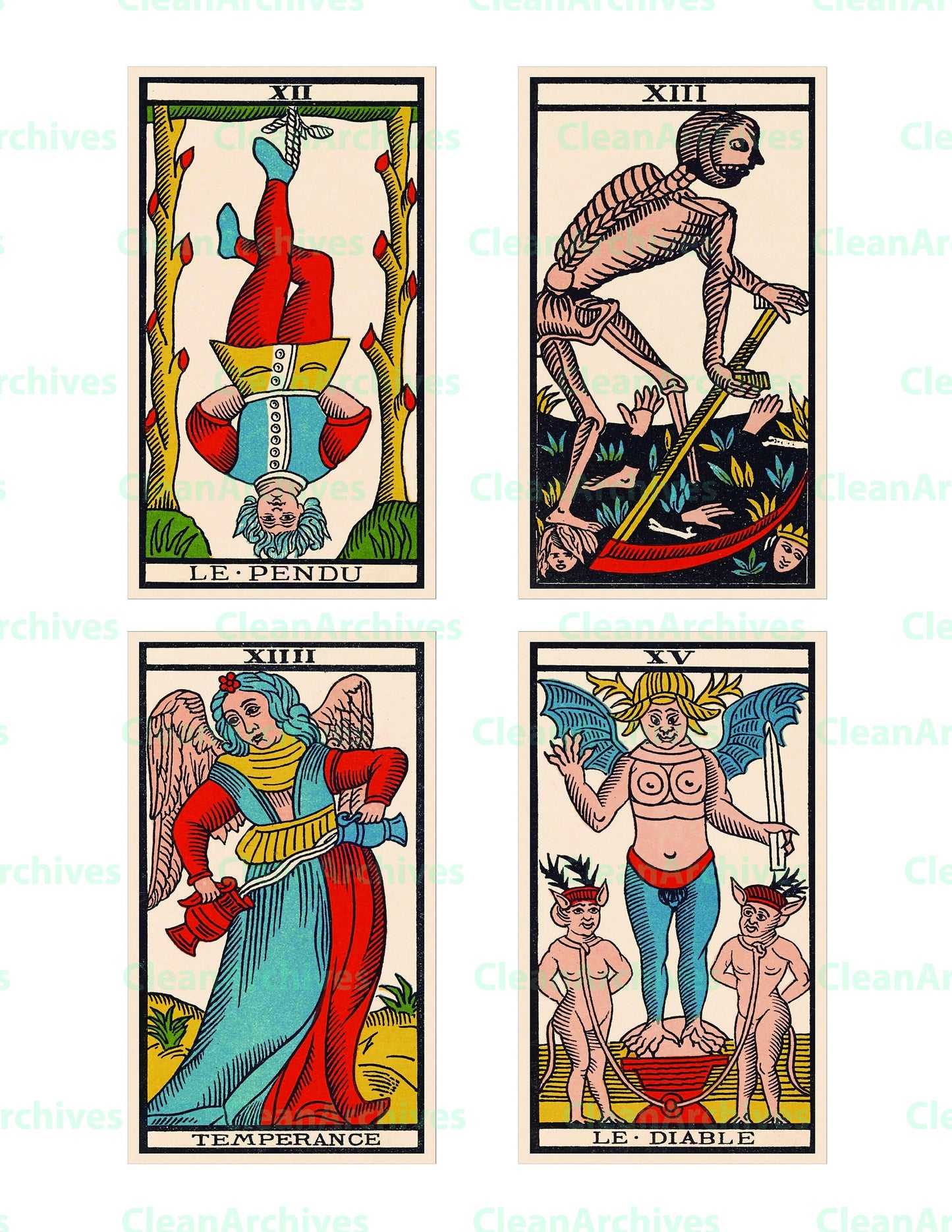 Tarot of Marseilles Printable Tarot Card Deck and Back Standard Size [21 Images]