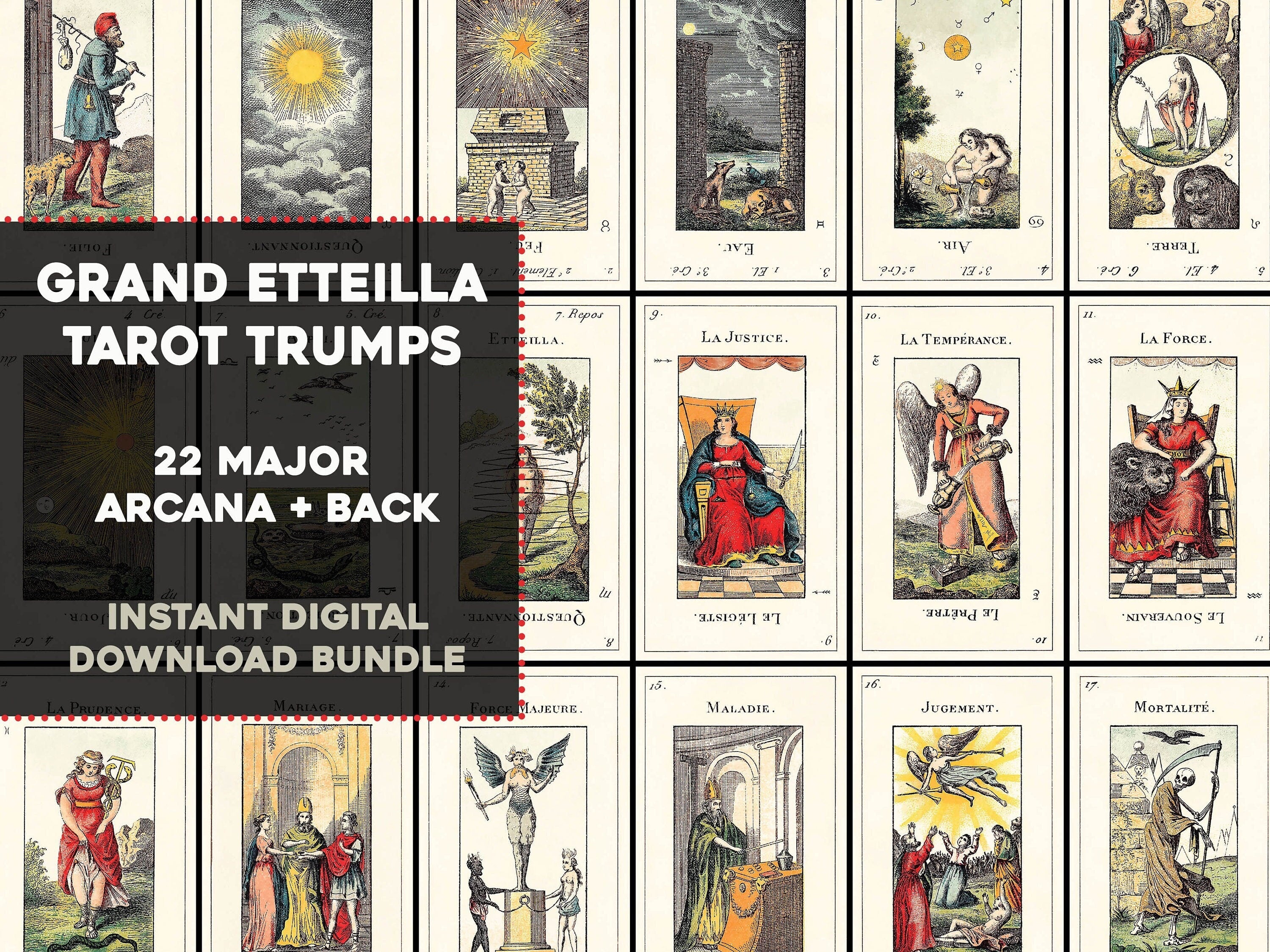 Grand Etteilla Major Arcana Trump Cards and Back | Tarot Card