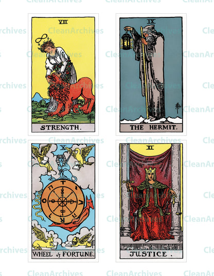 Rider Waite Smith Printable Tarot Card Deck and Backs Standard Size [22 Images]
