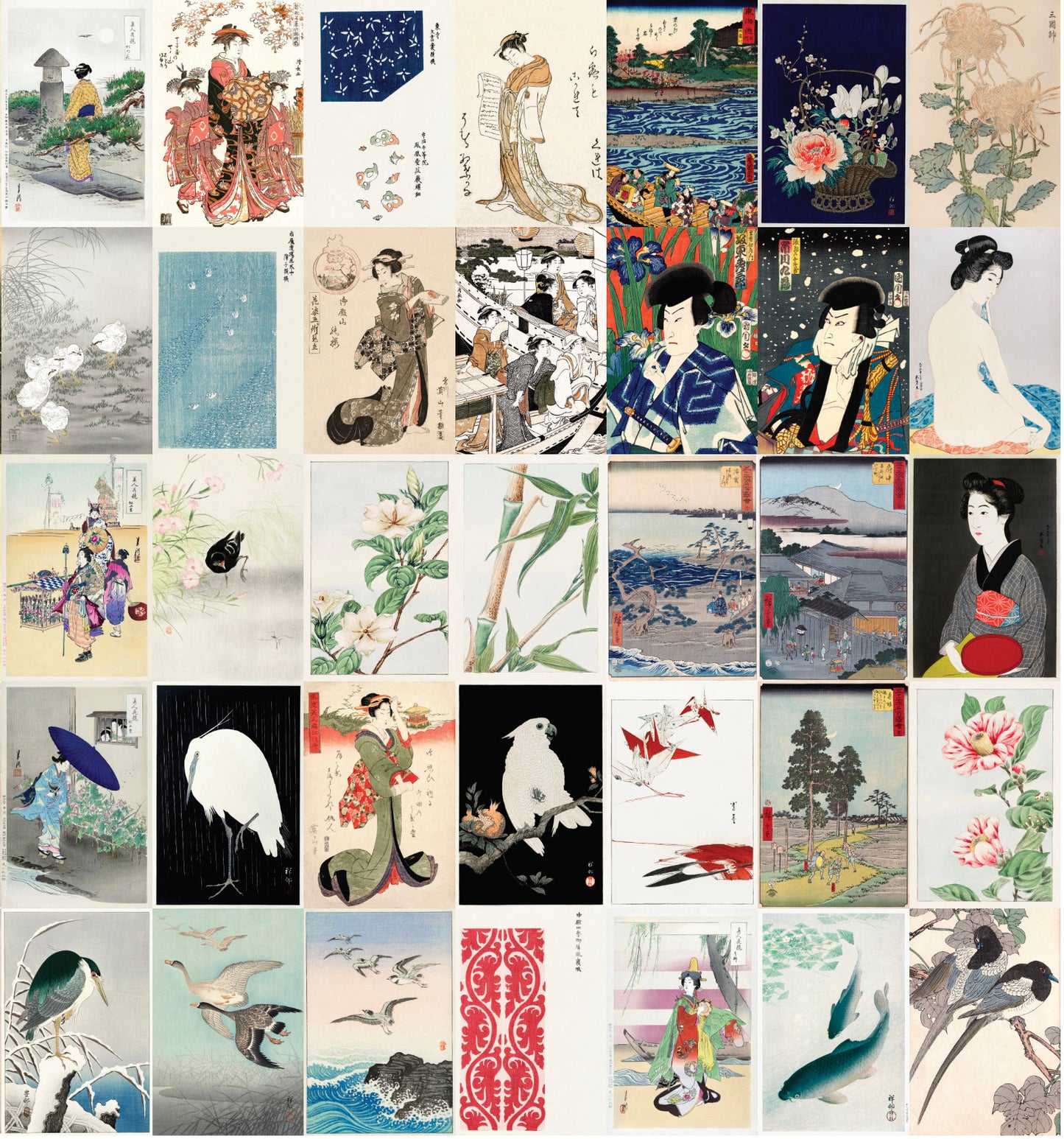 Japanese Ukiyo-e Woodblock Print 4"x6" Collage Kit Set 2 [130 Images]