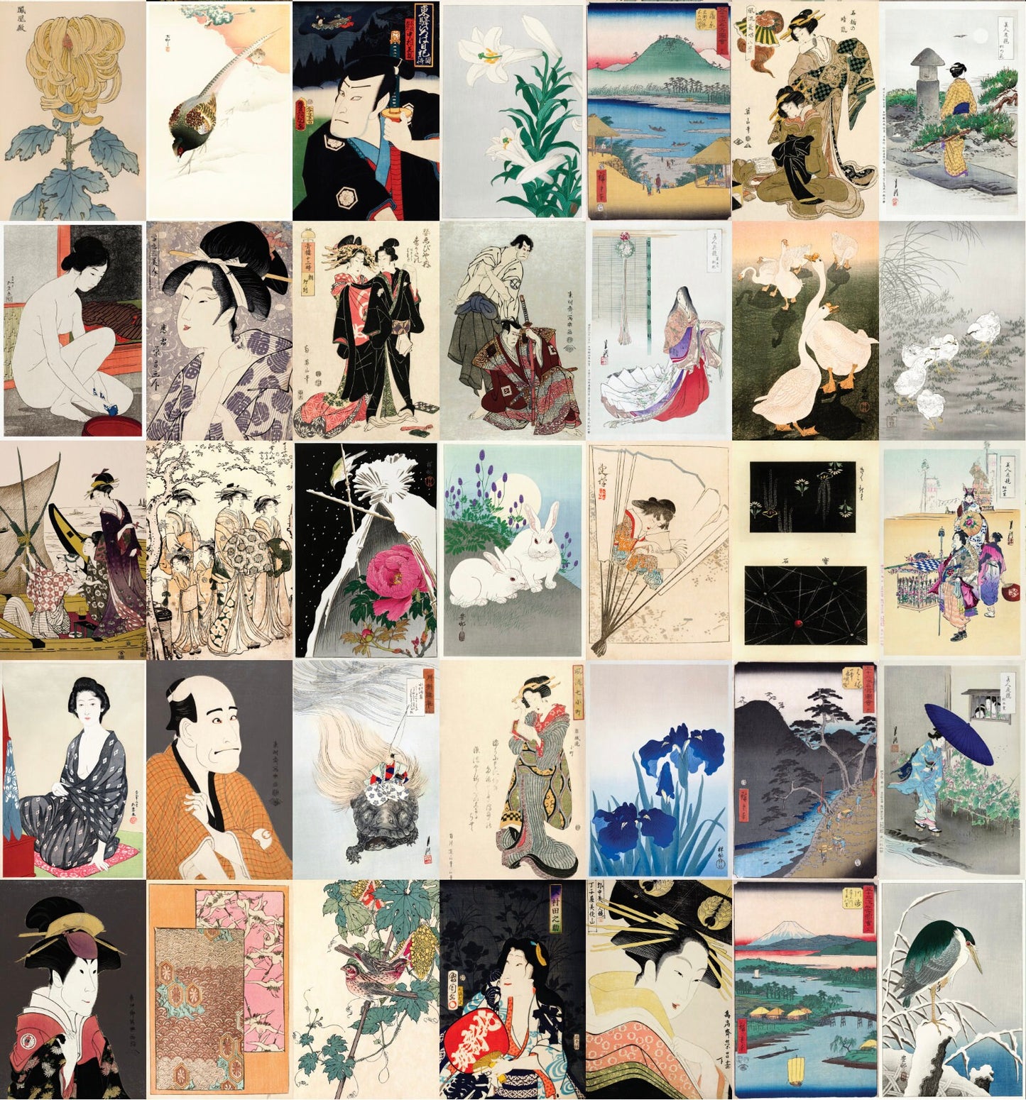 Japanese Ukiyo-e Woodblock Print 4"x6" Collage Kit Set 2 [130 Images]