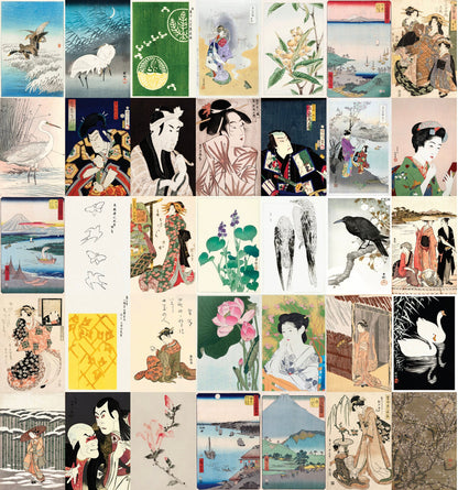 Japanese Ukiyo-e Woodblock Print 4"x6" Collage Kit Set 2 [130 Images]