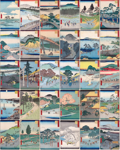 Stations of the Tokaido Japanese Ukiyo-e 4"x6" Collage Kit Set 1 [55 Images]