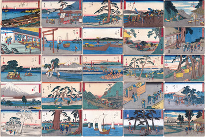 Stations of the Tokaido Japanese Ukiyo-e 4"x6" Collage Kit Set 2 [100 Images]