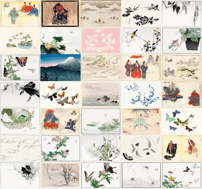 Japanese Ukiyo-e Woodblock Print 4"x6" Collage Kit Set 3 [150 Images]