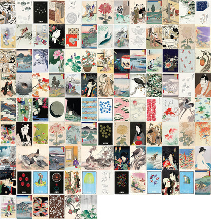 Japanese Ukiyo-e Woodblock Print 4"x6" Collage Kit Set 1 [110 Images]