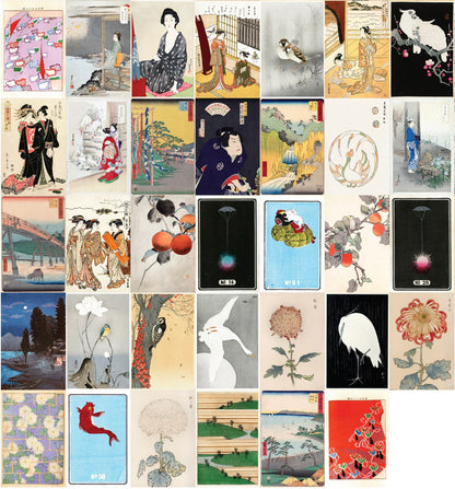 Japanese Ukiyo-e Woodblock Print 4"x6" Collage Kit Set 6 [110 Images]