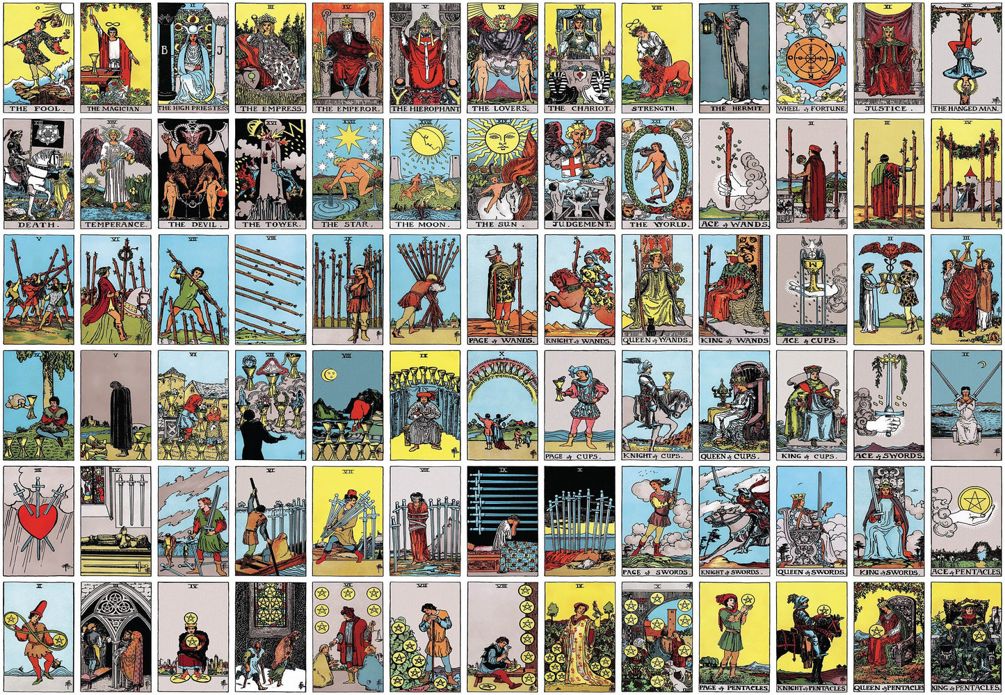 Rider Waite Tarot Card Deck 4"x6" Collage Kit [78 Images]