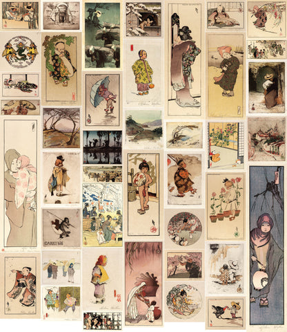 Helen Hyde Americanized Japanese Woodblock Prints Set 1 [42 Images]
