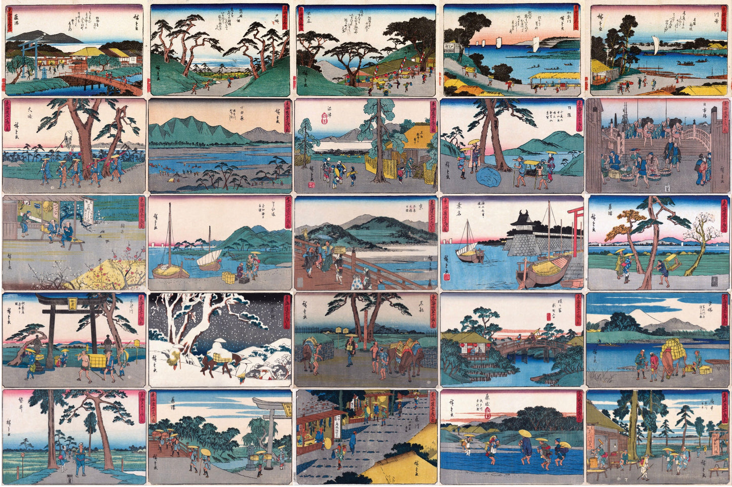 Stations of the Tokaido Japanese Ukiyo-e 4"x6" Collage Kit Set 2 [100 Images]