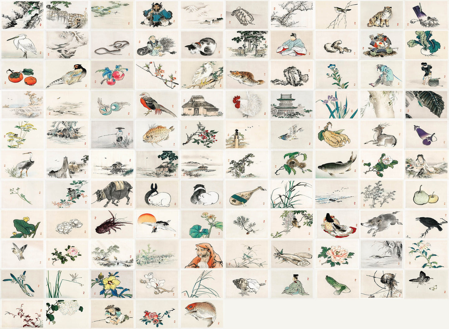 Gakan Japanese Ukiyo-e Woodblock Print 4"x6" Collage Kit Set 1 [105 Images]