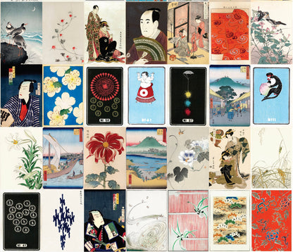 Japanese Ukiyo-e Woodblock Print 4"x6" Collage Kit Set 5 [110 Images]