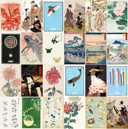 Japanese Ukiyo-e Woodblock Print 4"x6" Collage Kit Set 7 [110 Images]