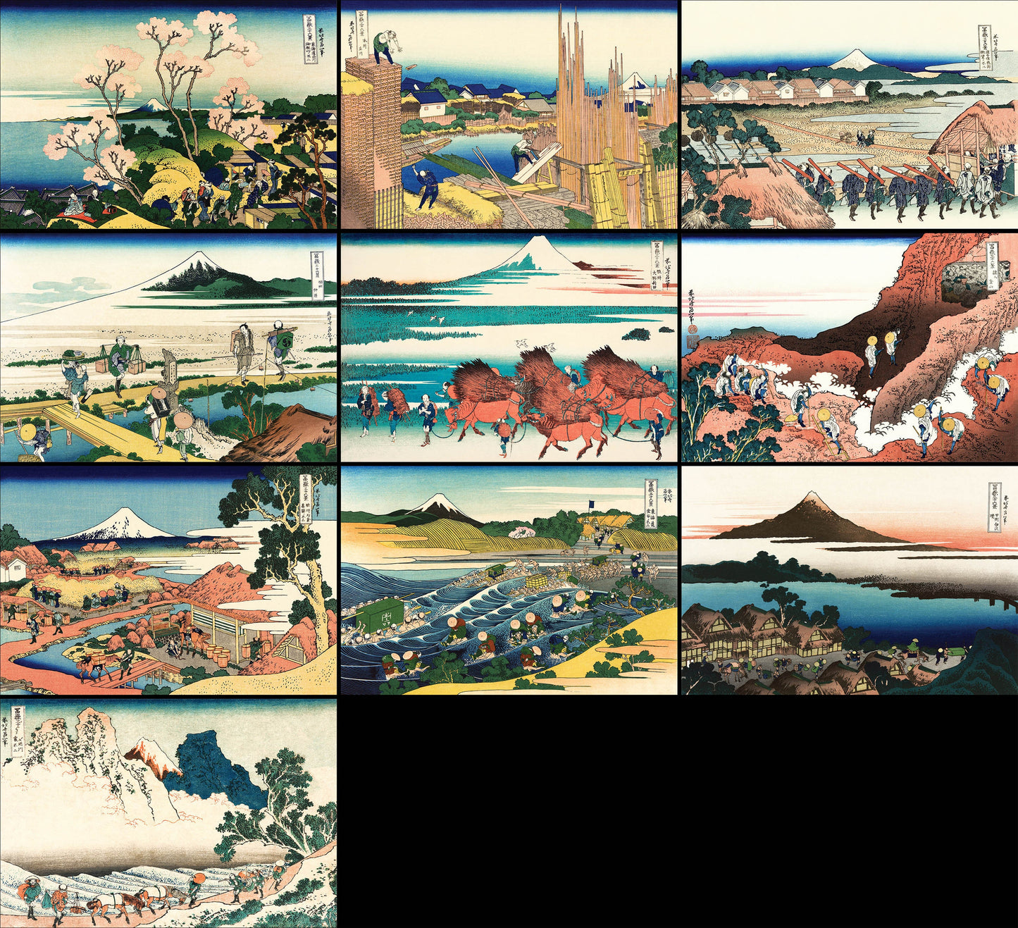 Katsushika Hokusai Ten Views of Mt. Fuji [10 Images]