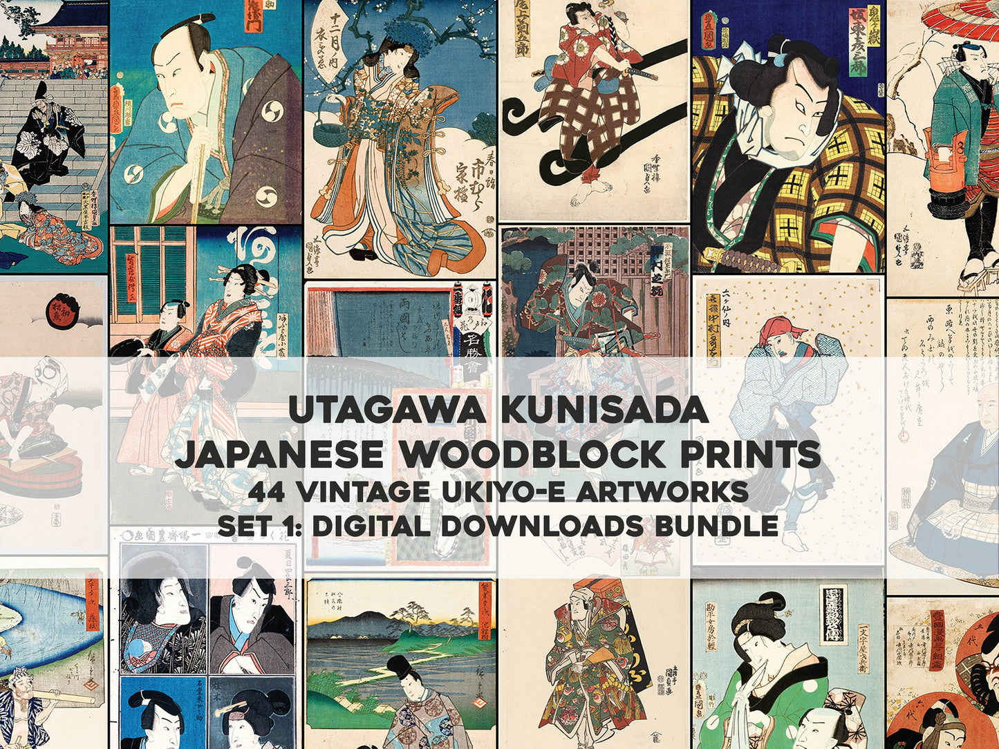 Utagawa Kunisada Ukiyo-e Woodblock Prints Set 1 [44 Images]