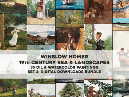 Winslow Homer Oil & Watercolor Paintings Set 2 [35 Images]