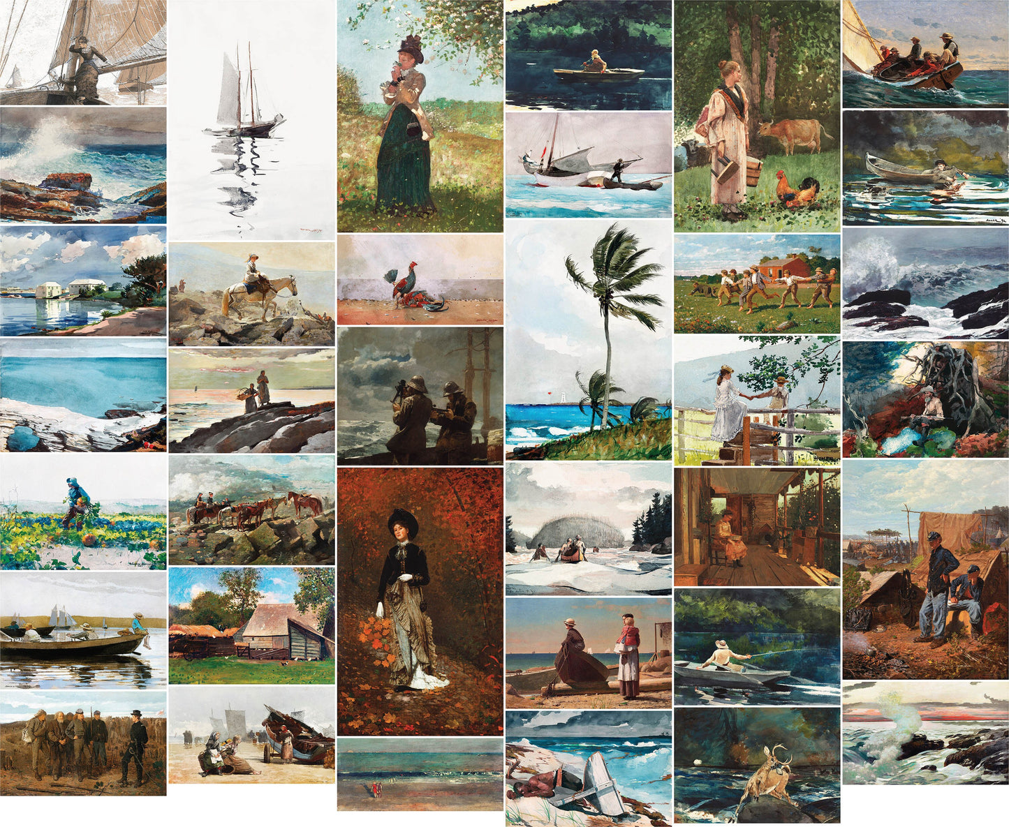 Winslow Homer Oil & Watercolor Paintings Set 4 [35 Images]