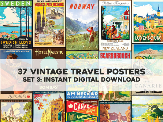 Vintage International Travel Posters Set 3 [37 Images]