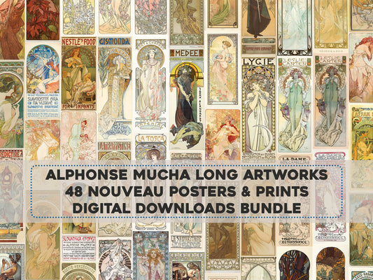 Alphonse Mucha Set 4 Long Artworks [48 Images]