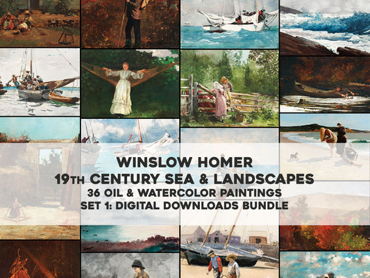 Winslow Homer Oil & Watercolor Paintings Set 1 [36 Images]