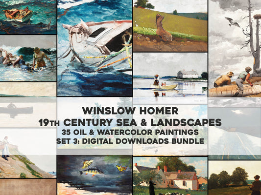 Winslow Homer Oil & Watercolor Paintings Set 3 [35 Images]
