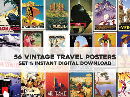 Vintage International Travel Posters Set 1 [56 Images]