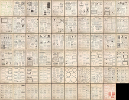 Specimens of Druggist Labels Printable Sheets Set 1 [59 Images]
