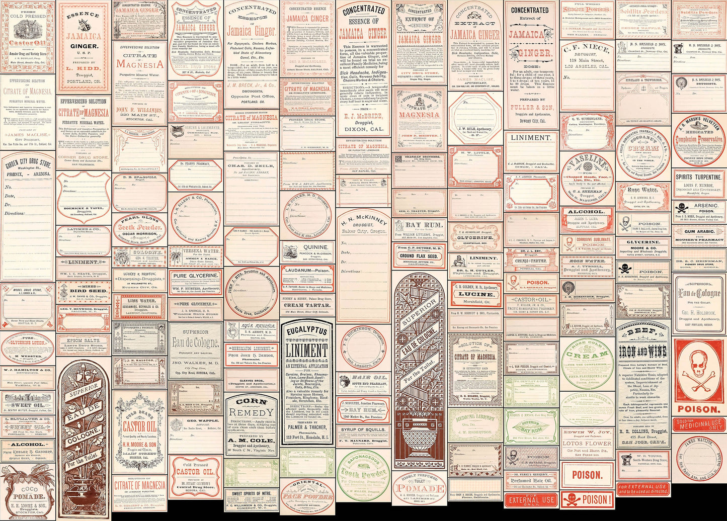 Specimens of Druggist Labels Individually Cropped Apothecary Pharmacy Labels Set 2 [438 Images]