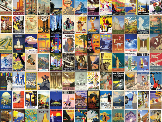 Travel Posters USA & International 4"x6" Collage Kit Set 2 [131 Images]