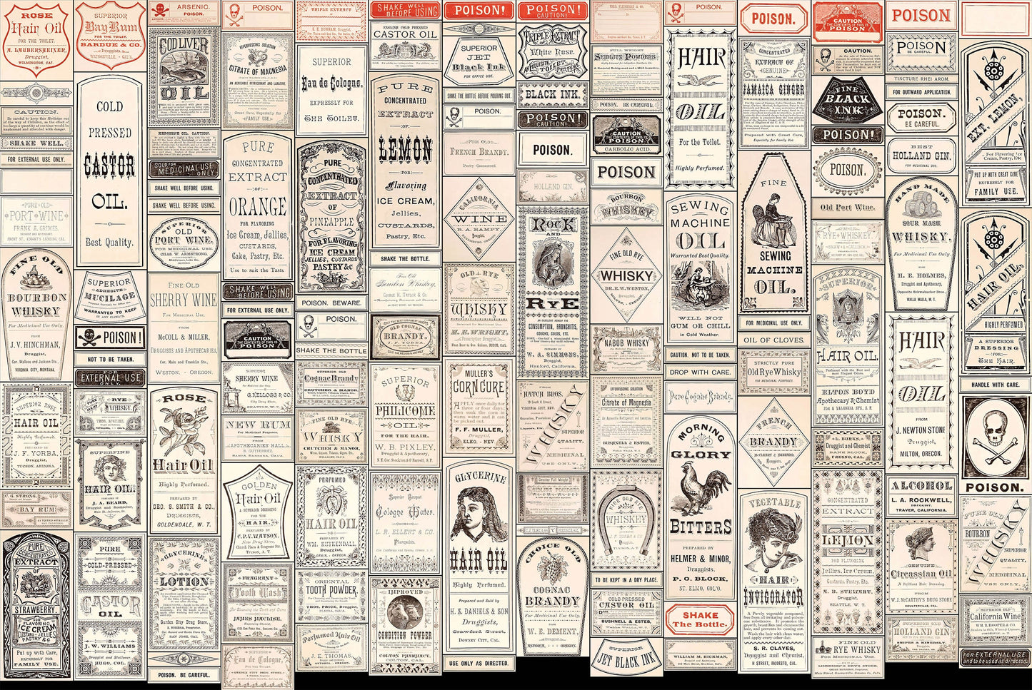 Specimens of Druggist Labels Individually Cropped Apothecary Pharmacy Labels Set 2 [438 Images]